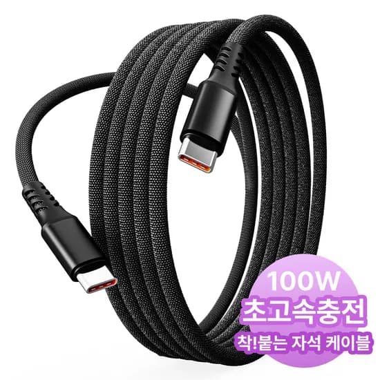 100W 마그네틱 자석 선정리 C to C 케이블