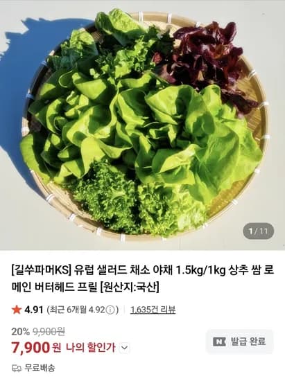 유럽 샐러드 믹스 1kg / 1.5kg