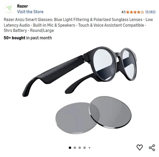 RAZER ANZU 스마트안경 (라운드형·라지)