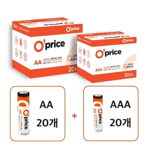 알카라인 건전지 AA 20개 AAA 20개 총 40개입