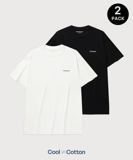 커버낫 쿨 코튼 티셔츠 Black+White 총2장