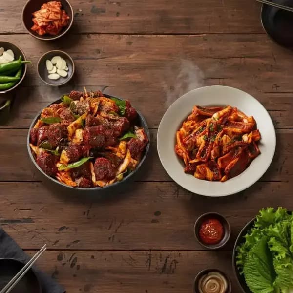 쿡솜씨 야식세트 매콤순대볶음 2인분 + 매콤오징어볶음 2인분