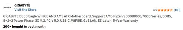 GIGABYTE B850 Eagle WIFI6E AM5 ATX 마더보드 (직구)