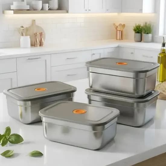 스테인리스 음식 보관 밀폐용기 600ml 4개