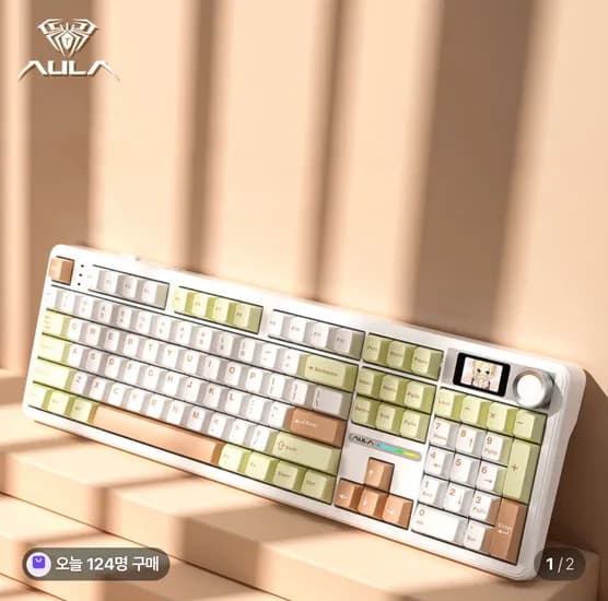 AULA 독거미 F108 PRO 유무선 기계식 키보드 (저소음 솜사탕축)