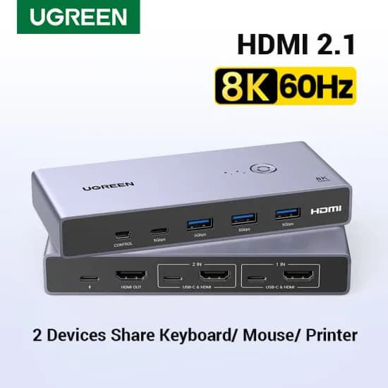 UGREEN 8K 60Hz HDMI KVM 스위치 2컴 1모니터
