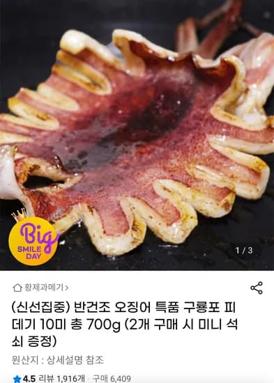 반건조 오징어 10마리 700g (16,930원 / 무배)