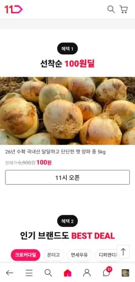 양파 5kg 100원딜