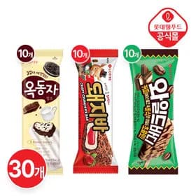 롯데웰푸드 아이스크림 3종 (옥동자/돼지바/와일드바디) 총 30개