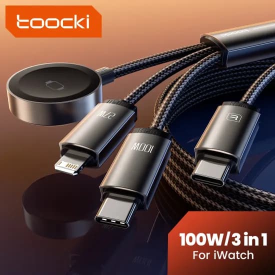 투키 100W 3-in-1 USB 케이블 애플 워치 충전기 포함