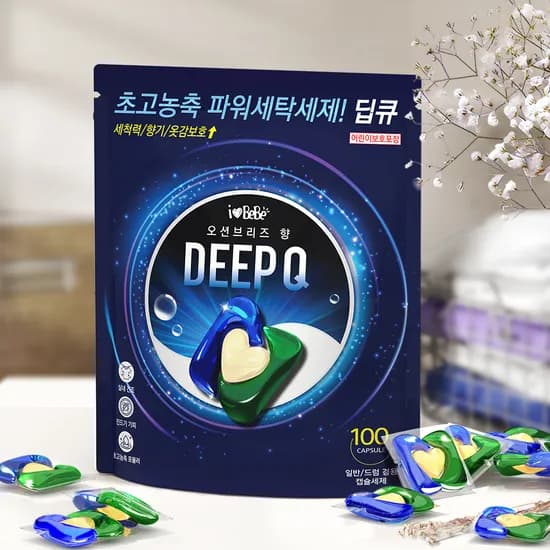 딥큐 3챔버 캡슐세제 오션브리즈 100개