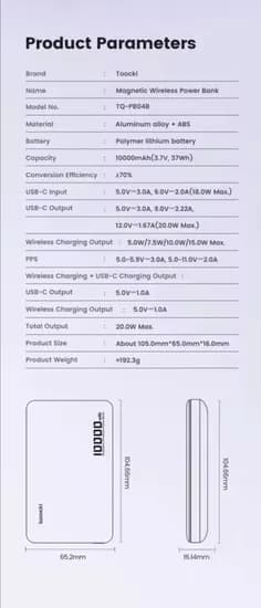 투키 마그네틱 파워뱅크 5000mAh 15W 무선 충전 (매그세이프 PD 20W 지원)