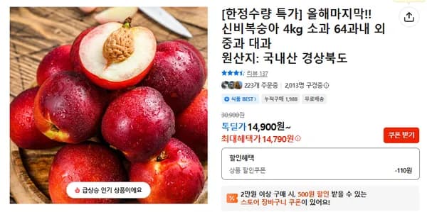 신비복숭아 4kg