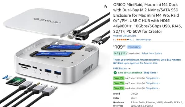 오리코 MiniRaid Mac mini M4 독