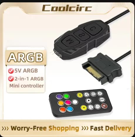 ARGB  5V 3 핀-SATA 전원 컨트롤러+리모콘  <알뜰마트>