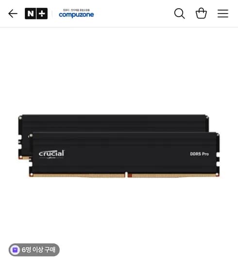마이크론 Crucial DDR5 PC5-5600 CL46 PRO 대원씨티에스 48GB(24GBx2)
