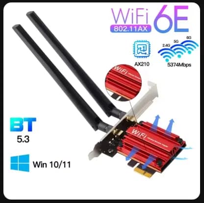 PCE AXE3000 무선 네트워크 카드 AX210  6E 5400Mbps