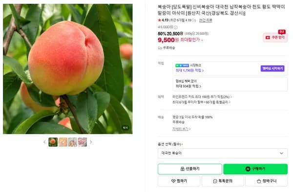 산지직송 대월 딱딱이 털복숭아 4kg