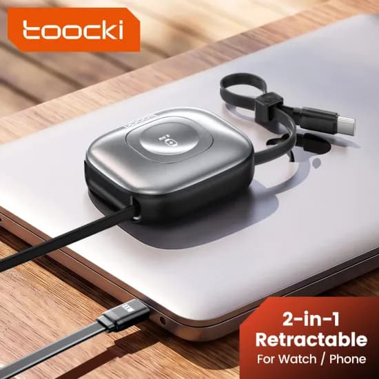 투키 2-in-1 자석식 접이식 충전 케이블 100W USB-C 애플워치 갤럭시워치 호환