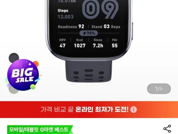 어메이즈핏 빕6 블랙 46mm GPS 스마트워치