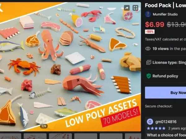 Food Pack | Low Poly Meat &amp;...