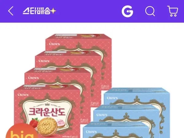 크라운산도 크림 4팩+딸기 4팩 (11,350원/무료)