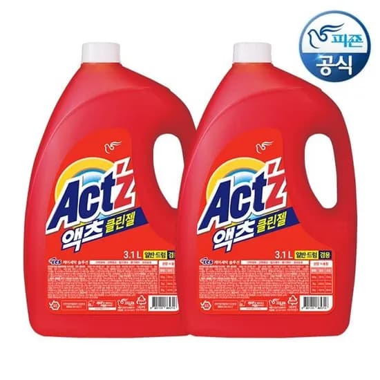 세탁세제 클린젤 겸용 액츠 3.1L 용기 2개