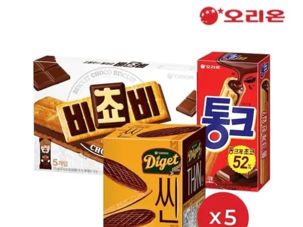 비쵸비 5개 통크 5개 다이제씬 5개