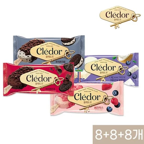끌레도르 프리미엄 아이스크림바 4종 24개 (26,940원/무료)
