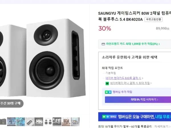 SAUNGYU 게이밍스피커 80W 블루투스 5.4