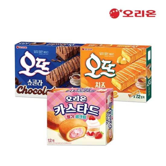 오뜨치즈12p+쇼콜라12p+카스타드 딸기생크림 12p 13,370원