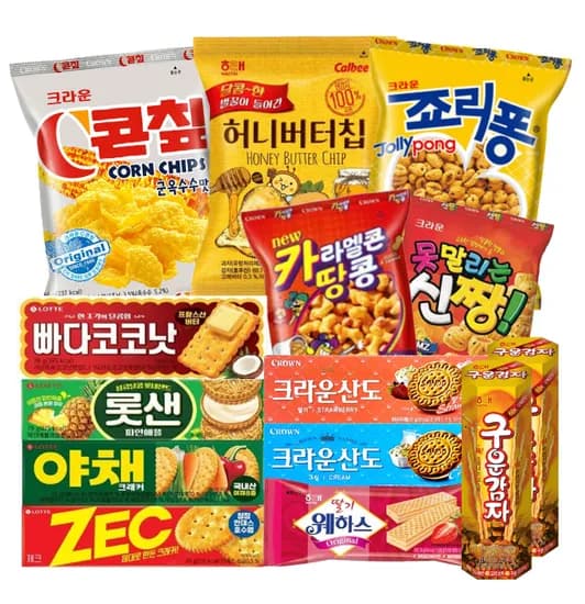 크라운&amp;해태&amp;롯데 인기과자 14봉세트 A형 (10,990원/무료)
