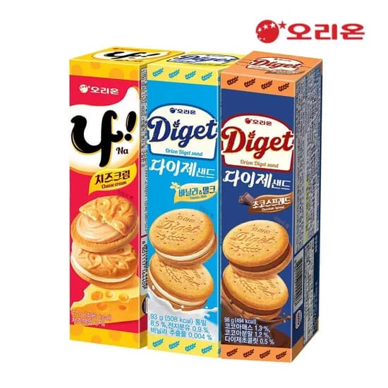 다이제샌드 바닐라밀크 +초코스프레드+나샌드 각5개씩(페이14,210원)