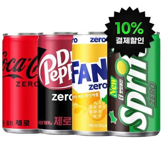 코카콜라 제로 190ml 외 제로 음료 60캔 23,970원