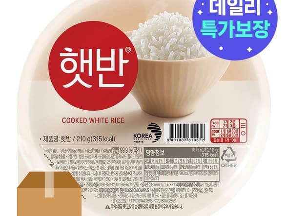 햇반 백미 210g, 36개/최대 할인가 25110원