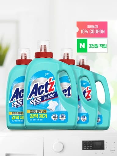 액체세제 액츠퍼펙트 실내건조 3.0L X 4개 (22,500원/무료)