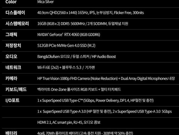 HP 빅터스 16-s0108AX 7840hs 4060 (카드 115만)