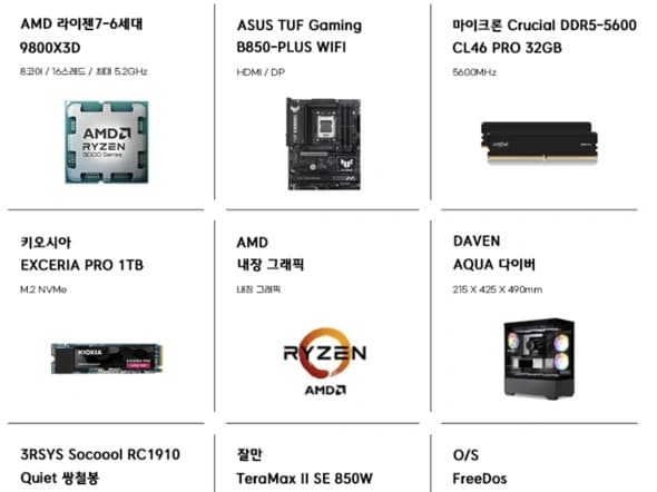 9800X3D 반본체 PC / 카드가 1,399,380