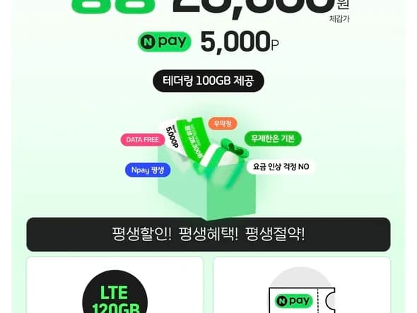 쉐이크 모바일 KT망 100GB+5Mbps 33,300원