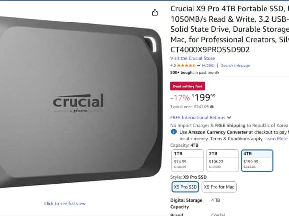 Crucial X9 Pro 4TB SSD