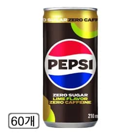 펩시콜라 제로슈거 라임향 제로 카페인 210ml 60개