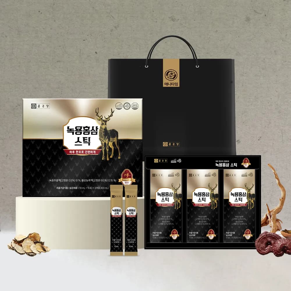 녹용 홍삼 애니타임 10ml*30포 x 1박스+쇼핑백 (업체별도 무료배송)