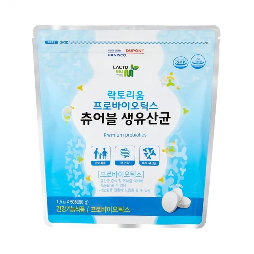 락토리움 프로바이오틱스 츄어블 생유산균 1.5g 60정 듀폰다니스코 원료사용