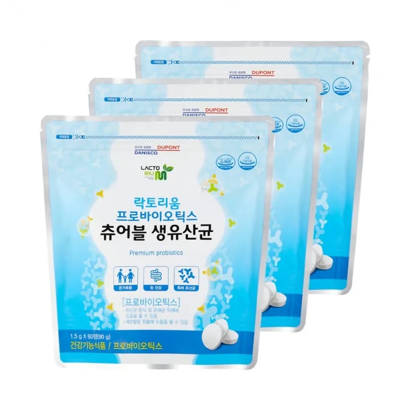 락토리움 프로바이오틱스 츄어블 생유산균 60정 3통