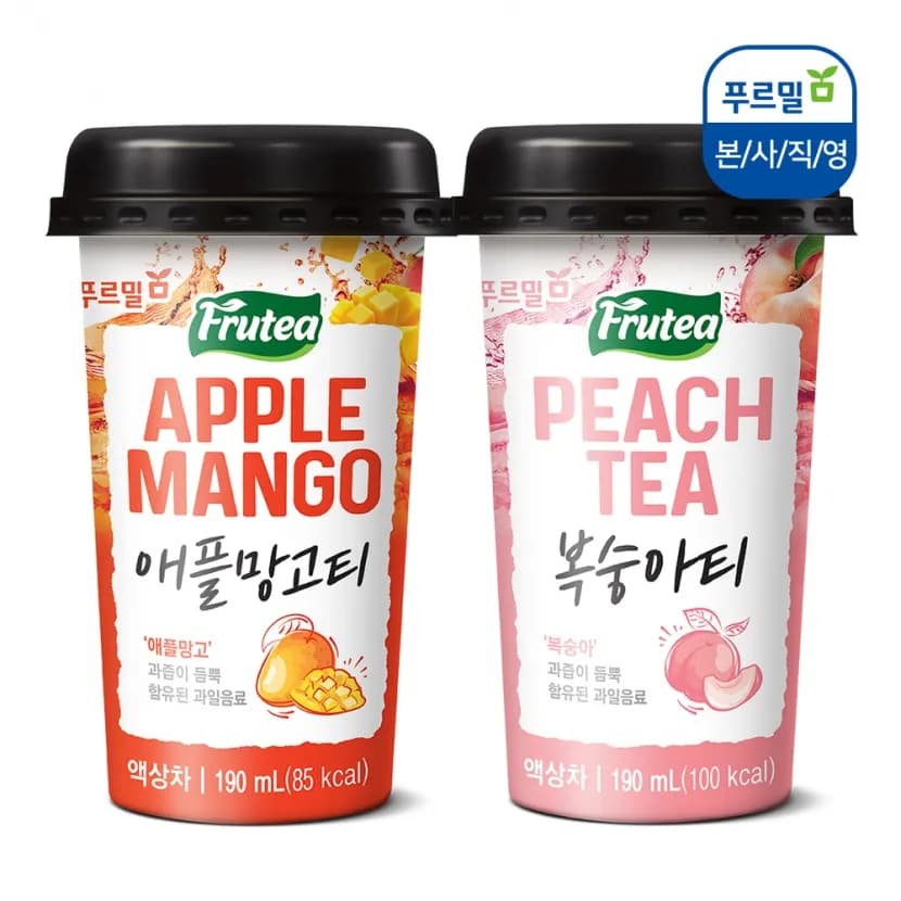 푸르티 아이스티 복숭아 애플망고 190ml 20컵