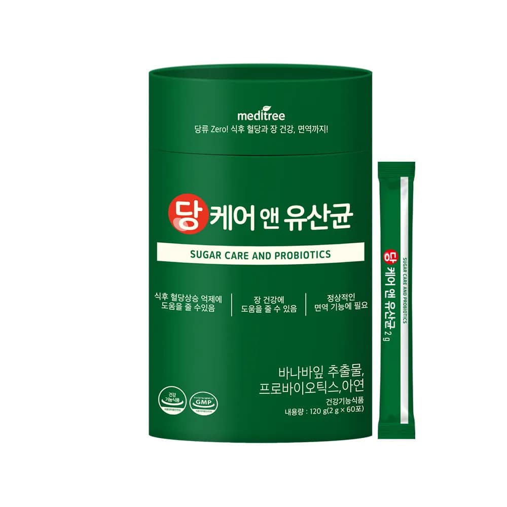 메디트리 당케어 앤 유산균 바나바 아연 낙산균 여주 유기농 귀리 2g 60포 1통