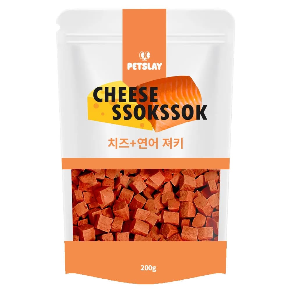 강아지대용량간식 쏙쏙큐브져키 연어치즈 200g
