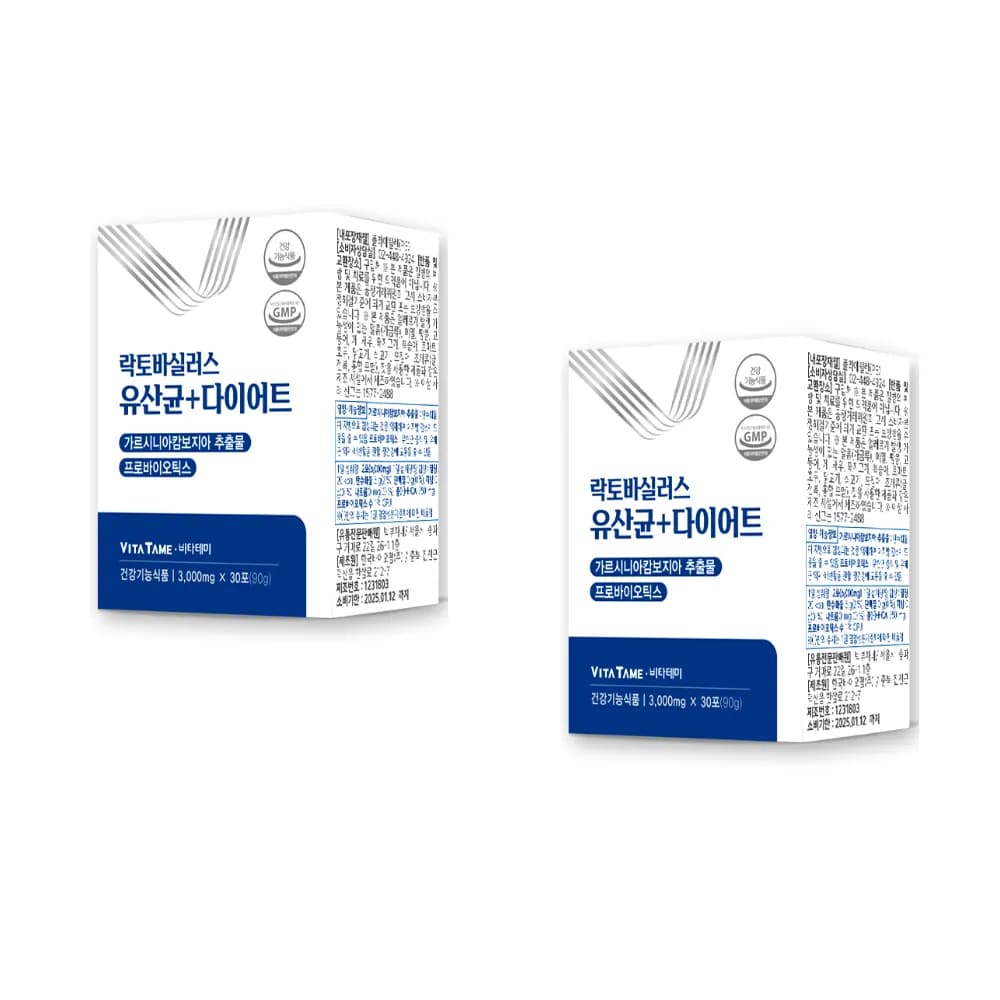 비타테미 락토바실러스 유산균 다이어트 체지방 감소 모유 프로바이오틱스 3000mg 30포 x2세트 (업체별도 무료배송)