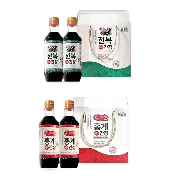 웰크리 완도 전복간장/구룡포 홍게간장 500ml x 2통 선물세트 (업체별도 무료배송)