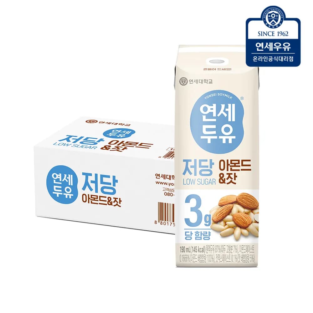 연세우유 아몬드,잣 저당 두유 (190ml*24팩)(업체별도 무료배송)